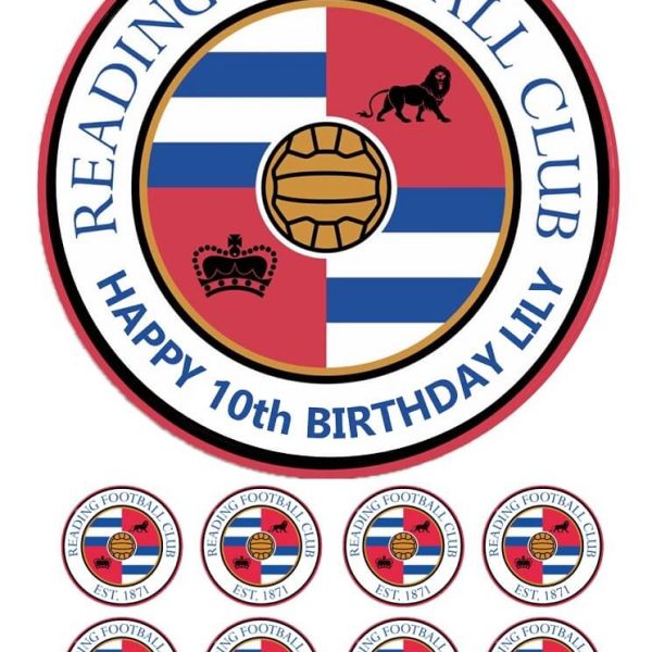 reading fc birthday icing cake topper and cupcakes