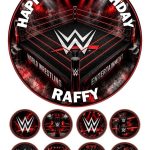 Personalised WWE Ring Birthday Cake Topper & 8 Matching Cupcake Toppers