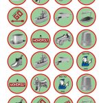 24 Monopoly gaming board icing cupcake toppers