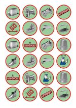 24 Monopoly gaming board icing cupcake toppers