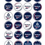 Reebok edible cupcake toppers – personalised birthday cake decorations with blue Reebok logo theme