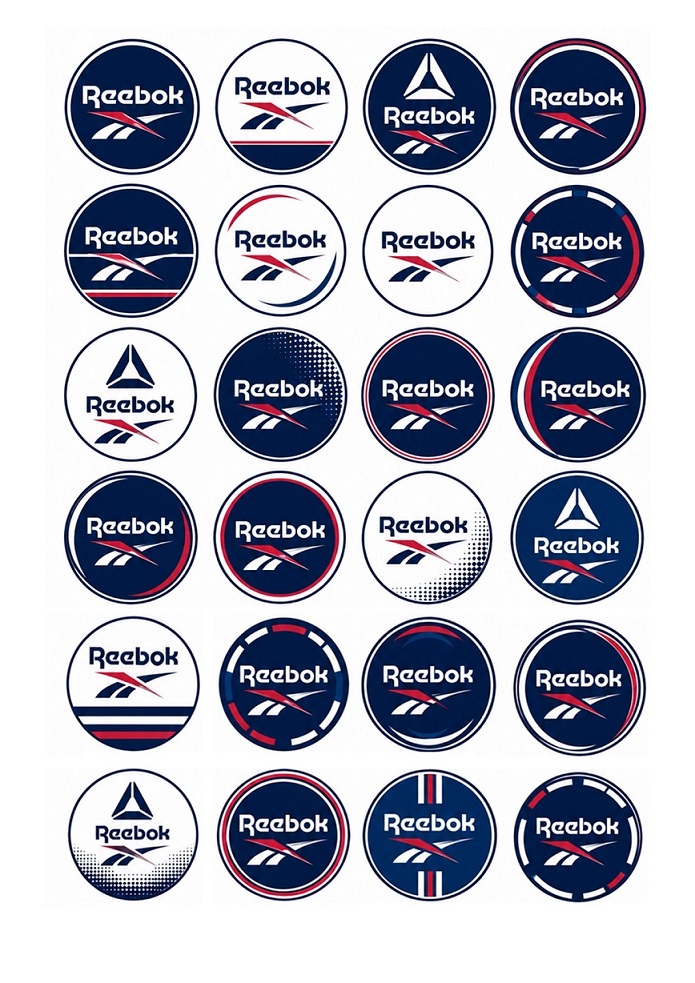 reebok cupcake toppers Reebok edible cupcake toppers โ personalised birthday cake decorations with blue Reebok logo theme