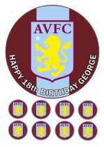 Aston Villa Cake Topper & 8 Cupcake Toppers Personalised - Image 2