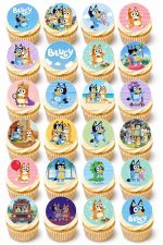 24 Bluey cupcake toppers