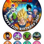 Dragon Ball Z Icing Personalised Birthday Cake Topper & 8 Cupcake Toppers