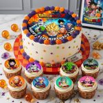 Personalised Dragon Ball Z edible cake topper and matching cupcake toppers
