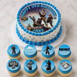 FORTNITE Icing Birthday Cake Topper & 8 Cupcake Toppers - Image 2