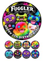 Fuggler icing cake topper personalised birthday cake topper with 8 cupcake toppers