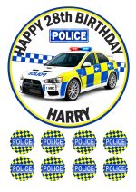 Police icing cake topper personalised birthday cake topper with 8 cupcake toppers