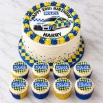 Police edible cake topper with matching icing cupcake toppers