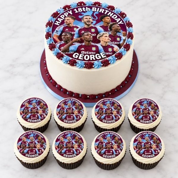 Aston Villa players cake topper set with edible football team print