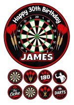 Darts cake topper board close up edible print detail