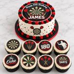 Darts cake topper set with edible darts board print