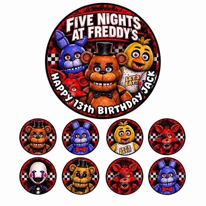 FNAF Cake Topper Set Five Nights At Freddy's FNAF cake topper set with edible print