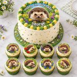 Hedgehog cake topper set with edible print