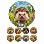 Hedgehog cake topper detail edible print