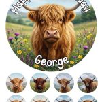 Highland Cow Birthday Cake Topper & Cupcake Toppers