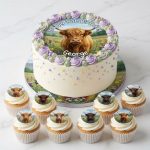 Highland cow cake topper detail edible print