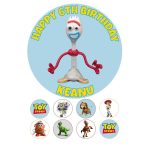 Forky cake topper close up edible print detail